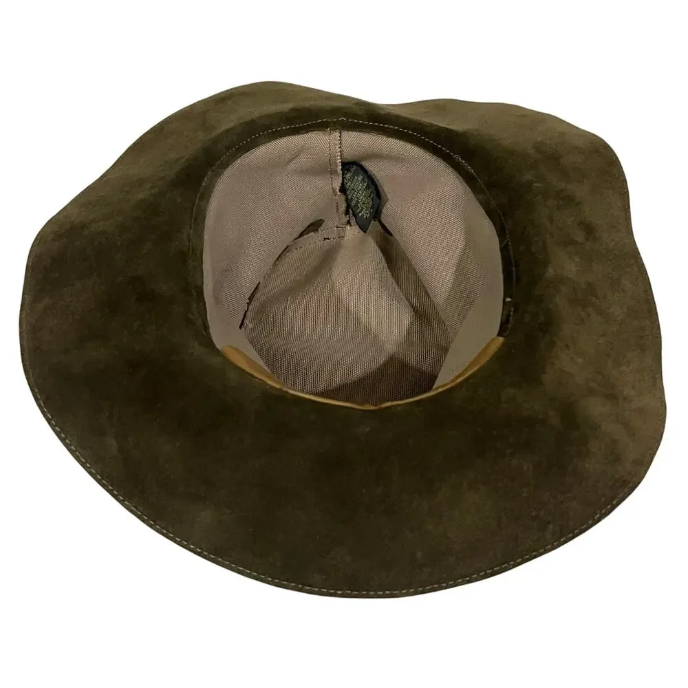 Banana Republic Vintage Suede Outback Hat Safari Braided Band Mens Sz M/L